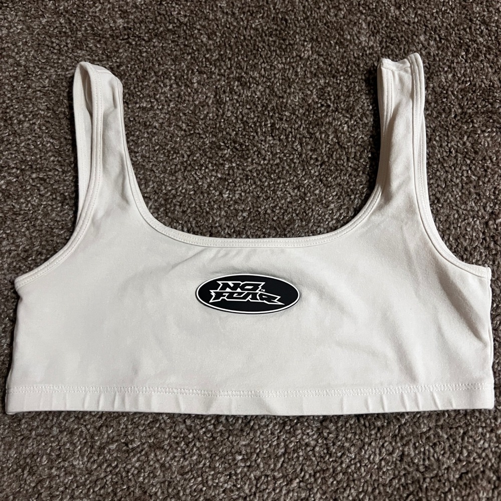 No Fear H&M Collab Crop Top Activewear Casual White Logo Graphic
